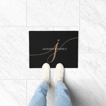 Elegant Plain Black and Gold Script Monogram