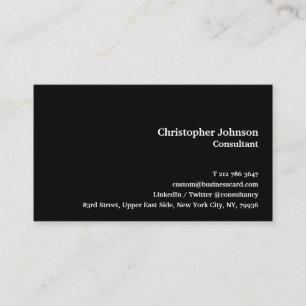 Elegant Plain Black Minimalist Modern Professional Business Card