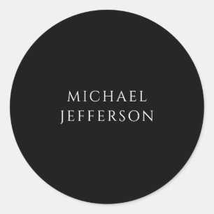 Elegant Plain Black White Personalised Custom Classic Round Sticker