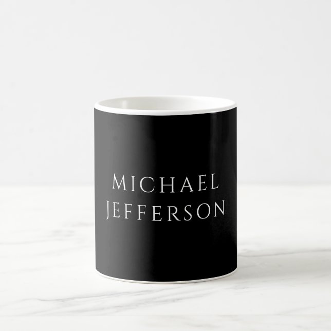 Elegant Plain Black White Personalised Custom Coffee Mug (Center)