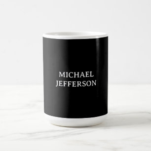 Elegant Plain Black White Personalised Custom Coffee Mug
