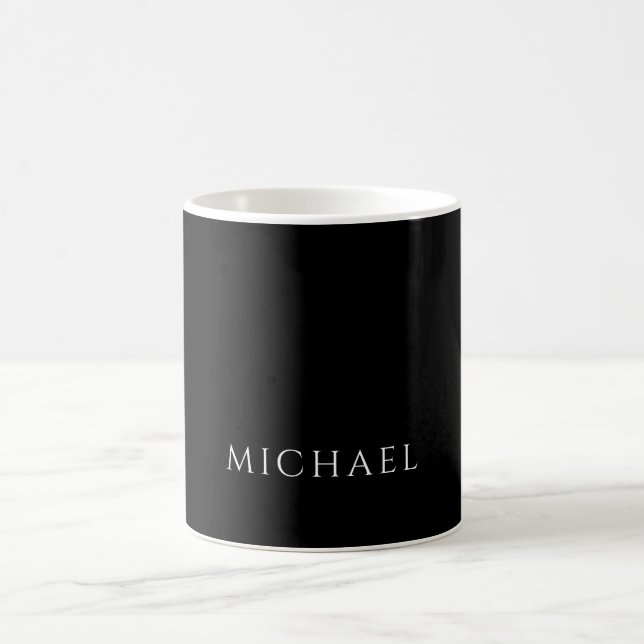 Elegant Plain Black White Personalised Custom Coffee Mug (Center)