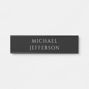 Elegant Plain Black White Personalised Custom Door Sign