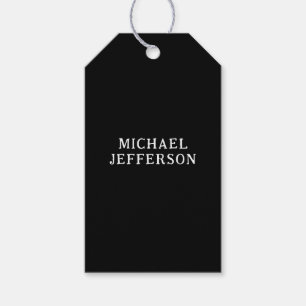 Elegant Plain Black White Personalised Custom Gift Tags