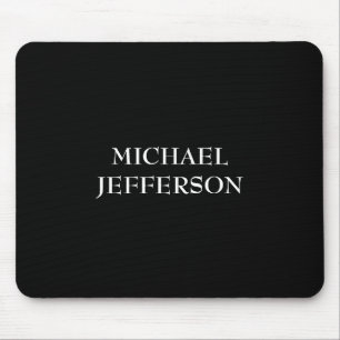 Elegant Plain Black White Personalised Custom Mouse Pad