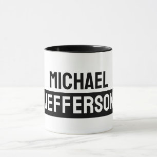Elegant Plain Black White Personalised Custom Mug