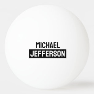 Elegant Plain Black White Personalised Custom Ping Pong Ball