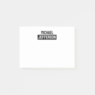 Elegant Plain Black White Personalised Custom Post-it Notes