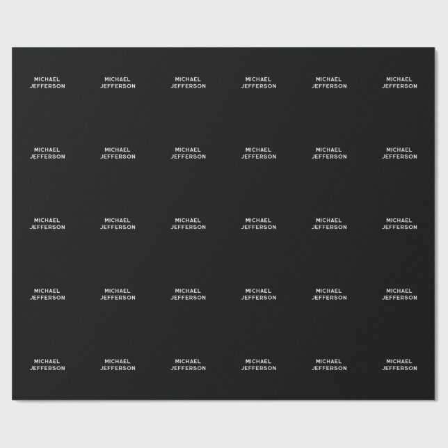 Elegant Plain Black White Personalised Custom Wrapping Paper (Flat)
