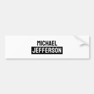 Elegant Plain Black White Personalized Custom Bumper Sticker
