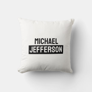 Elegant Plain Black White Personalized Custom Cushion