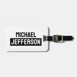 Elegant Plain Black White Personalized Custom Luggage Tag