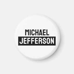 Elegant Plain Black White Personalized Custom Magnet