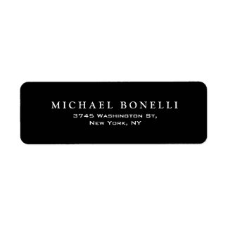Elegant Plain Black White Return Address Label