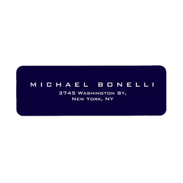 Elegant Plain Dark Blue Return Address Label (Front)