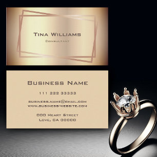 Elegant Plain Gold Design Modern Frames Consultant Business Card