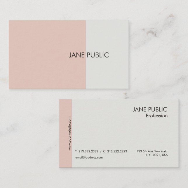 Elegant Plain Modern Professional Beige Chic Business Card (Front/Back)