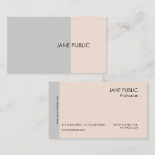 Elegant Plain Modern Professional Grey and Beige Business Card