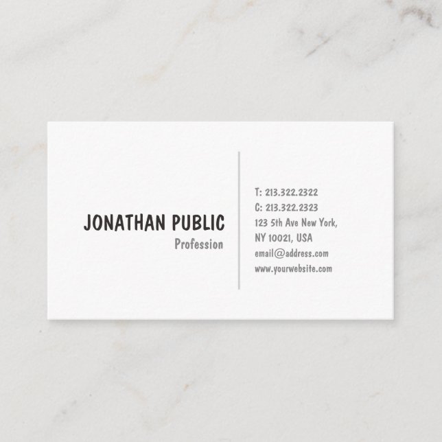 Elegant Plain Modern Stylish Simple Chic Business Card (Front)