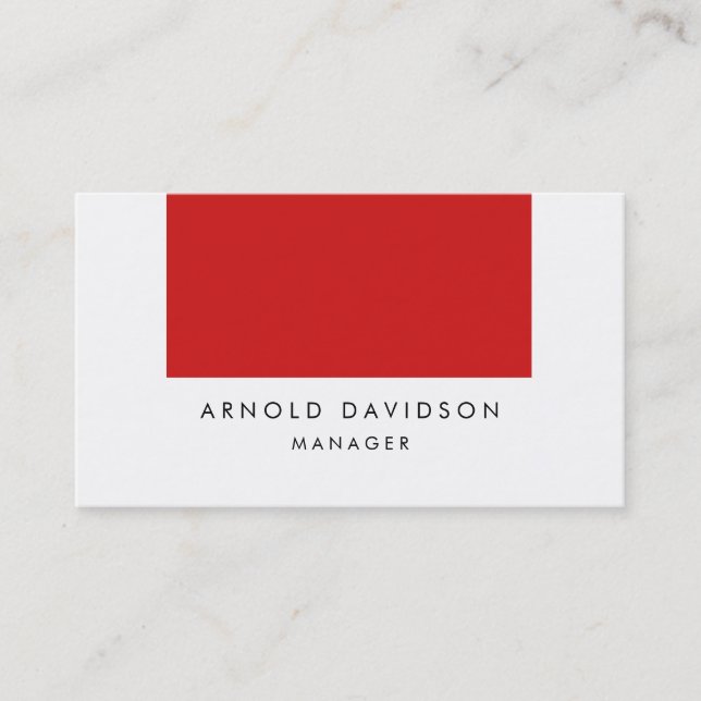 Elegant Plain Red White Professional Business Card (Front)