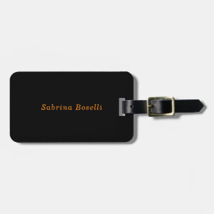 Elegant Plain Simple Black White Minimalist Luggage Tag
