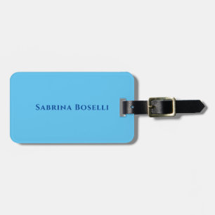 Elegant Plain Simple Blue White Minimalist Luggage Tag