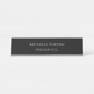 Elegant Plain Simple Minimalist Black Desk Name Plate