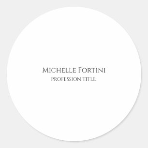 Elegant Plain Simple Minimalist Classic Round Sticker