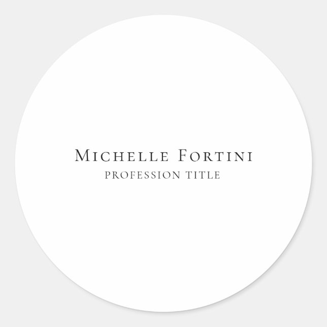 Elegant Plain Simple Minimalist Classic Round Sticker (Front)