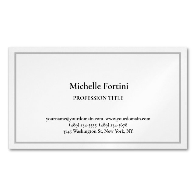 Elegant Plain Simple Minimalist Magnetic Business Card (Front)