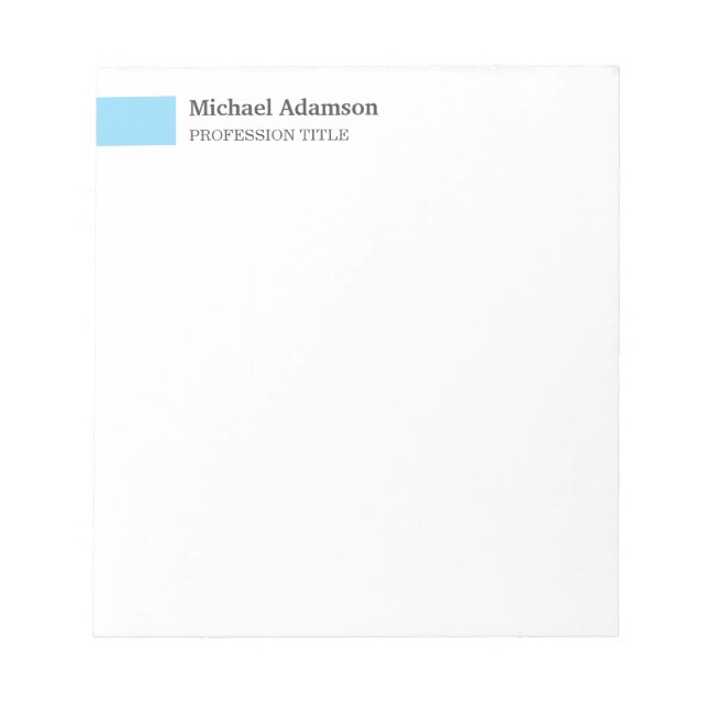 Elegant Plain Simple Minimalist Profile  Notepad (Front)