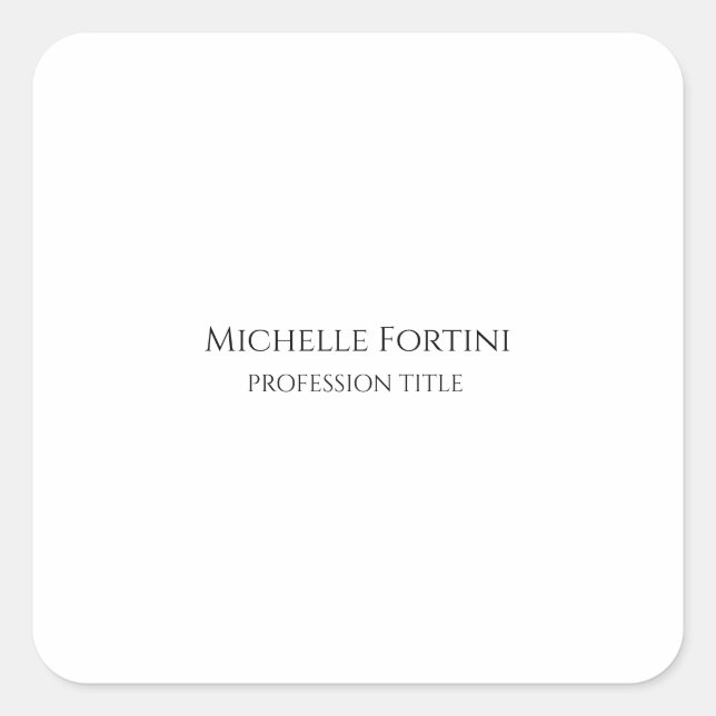 Elegant Plain Simple Minimalist Square Sticker (Front)