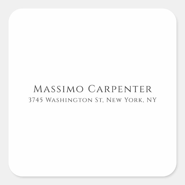 Elegant Plain Simple Modern Minimalist Square Sticker (Front)