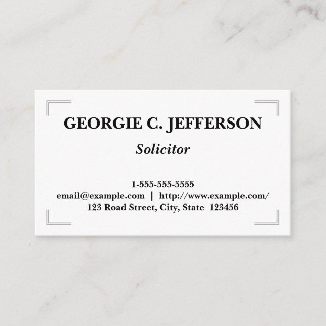 Elegant & Plain Solicitor Business Card (Front)