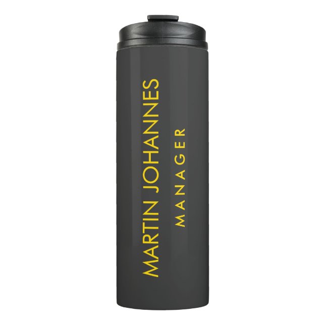 Elegant Plain Stylish Gold Colour Black Custom Nam Thermal Tumbler (Front)