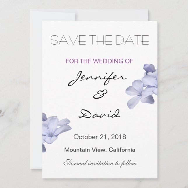 Elegant Plain Wedding Flowers Modern Save the Date (Front)