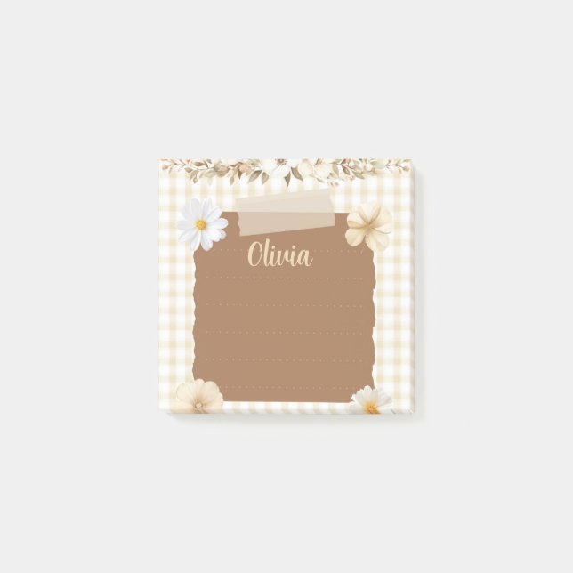 Elegant Planner with Soft Stamp & Rose Accents – C Post-it Notes (Front)