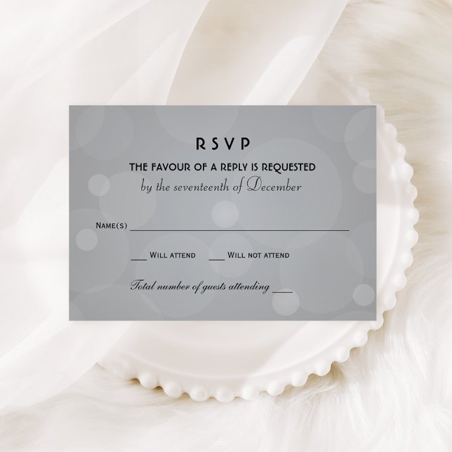 Elegant Platinum and Black Wedding RSVP Card (Creator Uploaded)