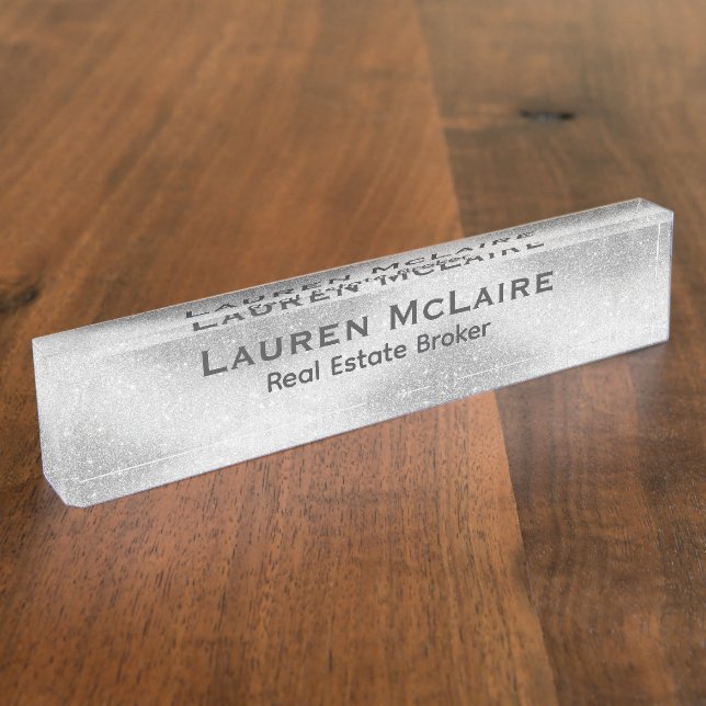 Elegant Platinum & Diamonds Professional Nameplate (Side)