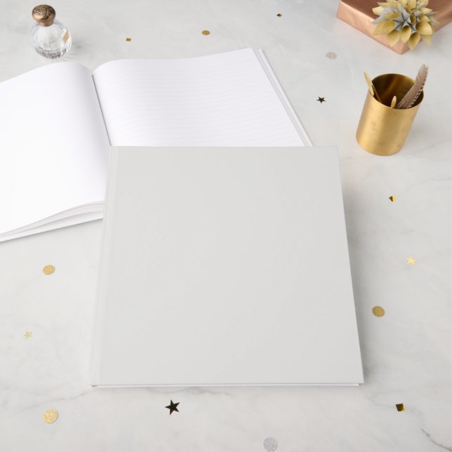 Elegant Platinum White Custom Guest Book (Front Open)