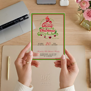 Elegant & Playful Swirly Christmas Tree Typography Acrylic Invitations