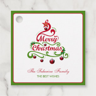 Elegant & Playful Swirly Christmas Tree Typography Favour Tags