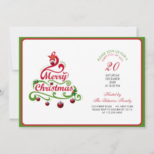 Elegant & Playful Swirly Christmas Tree Typography Invitation