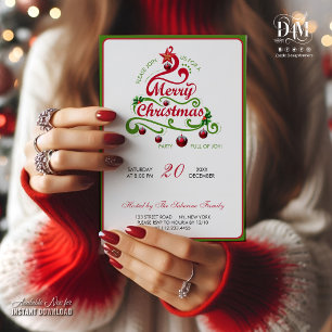 Elegant & Playful Swirly Christmas Tree Typography Invitation