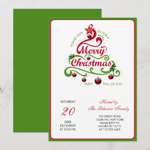Elegant & Playful Swirly Christmas Tree Typography Invitation