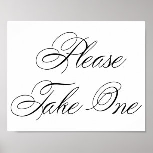 Elegant Please Take One Black Script Horizontal Poster