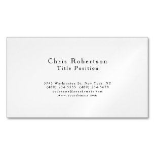 Elegant Plian Black White Charming Minimalist Magnetic Business Card