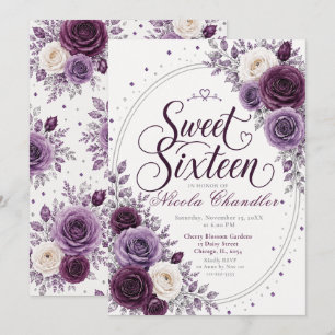 Elegant Plum Amethyst Sweet 16 Invitation