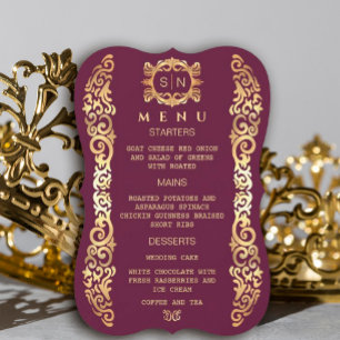 Elegant Plum and Gold Frame Wedding Menu