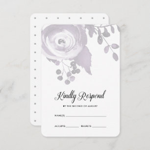 Elegant Plum and Grey Floral Dots Wedding RSVP